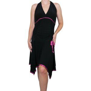 Vintage 90s Taboo Black Babydoll Asymmetrical Halter Dress
